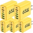 thumbnail image 1 of Cargador Teléfono Inteligente HotShot NexusYellow 5 Pzas 6 Puertos USB 5V 3A Max 65W 100-240V 50-80Hz Amarillo, 1 of 1