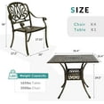 thumbnail image 2 of MEETWARM 5-Piece Patio Dining Set with 4 Chairs and 1 Square Table, Cast Aluminum, Black, 2 of 7