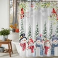 thumbnail image 4 of Red Blue Christmas Snowman Shower Curtain, Green Xmas Tree Winter Cardinal Waterproof Fabric Shower Curtains with 12 Hooks, Bathroom Curtain Set for Bathroom Accessories Decor, 48 x 72 Inches, 4 of 9