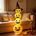 thumbnail image 5 of Light Up Halloween Pumpkin Tower with Witch Hat – 39 Inch Collapsible LED Stacked Pumpkin Decoration, Battery Operated Outdoor Yard Porch Decor for Fall Thanksgiving, 5 of 7