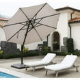 thumbnail image 2 of CozyHom 11 FT Offset Hanging Outdoor Market Patio Umbrella, Cantilever Umbrella With Base, Big Heavy Duty Base Outside Umbrella, 4" Thick Aluminum Pole, Gray, 2 of 20