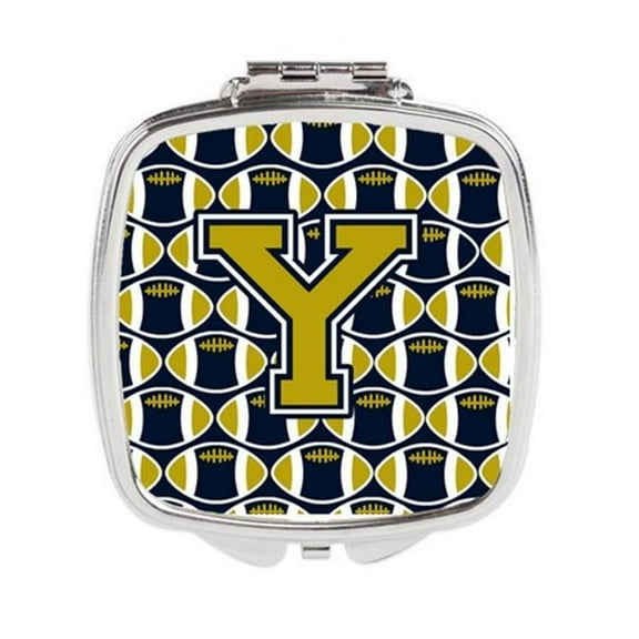Letter Y Football Blue & Gold Compact Mirror
