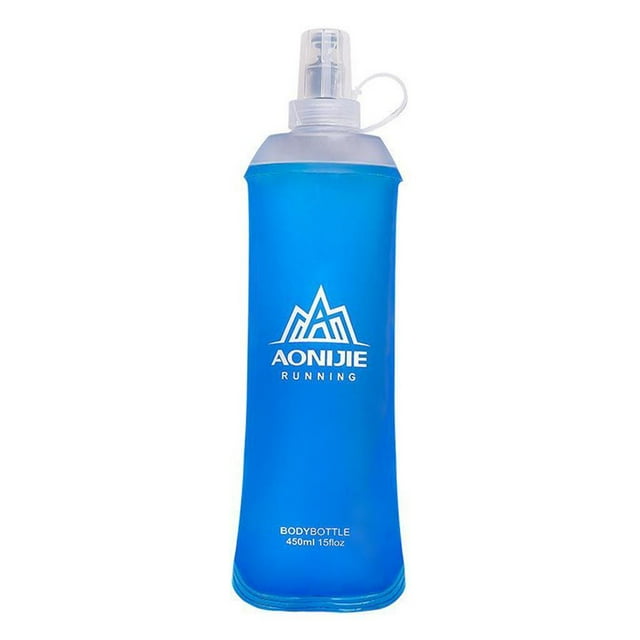 fastboy TPU Soft Flask Running Collapsible Water Bottles for Hiking 420ml Gray 450ml Blue