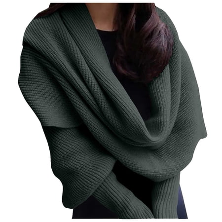 Hontri Wraps for Women Utrum Knitted Cable Wrap for Women Cropped Sweater Womens Wrap Sweater Knitted Scarf with Sleeves Knitted Wrap Shawl Wraps for Women Green Hontri Wraps for Women Utrum Knitted Cable Wrap for Women Cropped Sweater Womens Wrap Sweater Knitted Scarf with Sleeves Knitted Wrap Shawl Wraps for Women Green