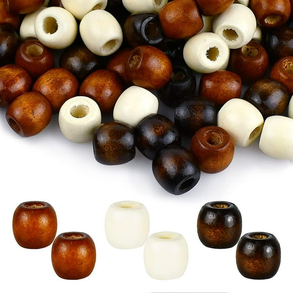 400Pcs Wooden Beads With Large Hole, Natural Barrel Wood Loose Beads Spacer Beads for Bracelets Jewelry Making Decoration DIY Handmade