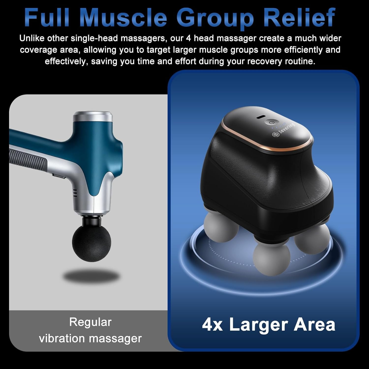 4 Head Massage Gun Deep Tissue, Mini Percussion Muscle Massager for Pain Relief