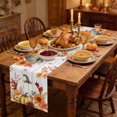 thumbnail image 3 of White Green Pumpkins Fall Table Runner 70 Inches Long - Thanksgiving Floral Gray Wooden Kitchen Dining Burlap Linen Tablerunner for Small/Round/Square/Wedding/Coffee/Dining Table Party Décor 13 x 70, 3 of 9