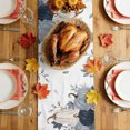 thumbnail image 4 of Navy Blue Thanksgiving Fall Cotton Linen Rectangle Table Runners 13"x48", Pumpkin Botanical Maple Leaf Coffee Table Runner Dresser Scarves Luxury Table Runners for Wedding Party Banquet Dinner Decor, 4 of 8