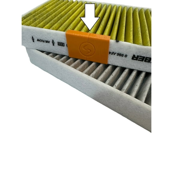 Tesla Model 3, Y Carbon Activated Cabin Filters with Moisture Eliminator Clip Installed, 2017-2025