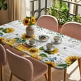thumbnail image 3 of Sunflowers Table Cloths for 3 Foot Rectangle Tables, Floral Green Leaves Bees Watercolor Wooden Patio Waterproof Elastic Fitted Tablecloths, Washable Rectangular Table Cover for Camping, 3 of 8