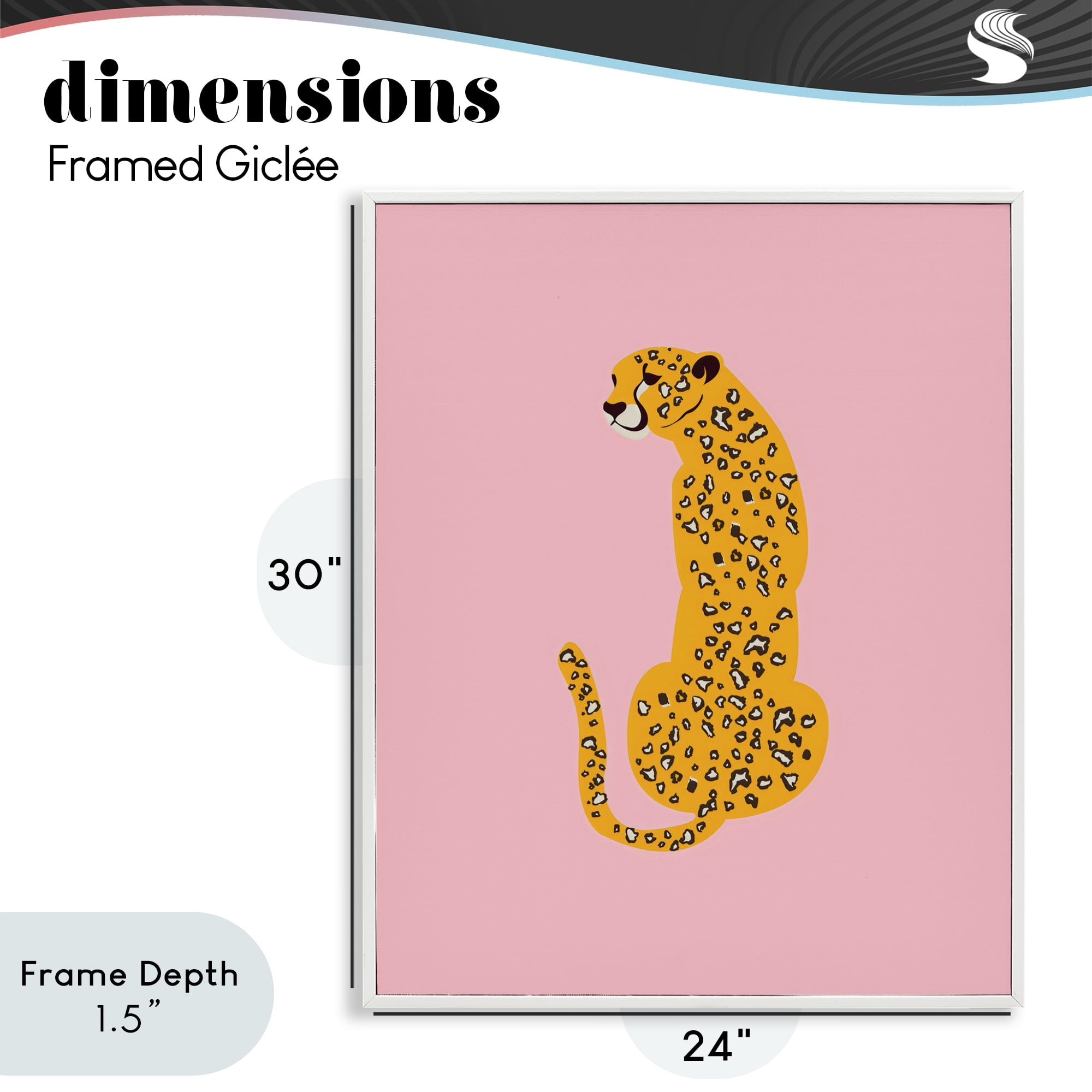 Stupell Industries Yellow Jaguar on Pink White Framed Giclee Art, design by Creative Studio