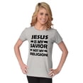 thumbnail image 4 of Jesus Is My Savior Not My Religion Womens Slim Fit Graphic Tee Brisco Brands M, 4 of 5