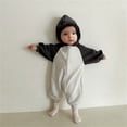 thumbnail image 4 of Unisex Long Sleeve Zipper Jumpsuit with Bear Ears Hood Lined Warm Romper Outfit for Boys and Girls, 4 of 8