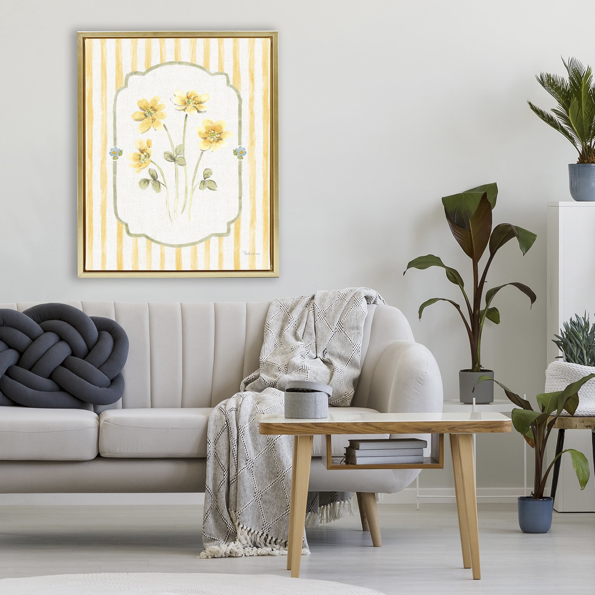 Stupell Industries Sweet Honey Flowers Gold Framed Floater Canvas Wall Art, design by Beth Grove
