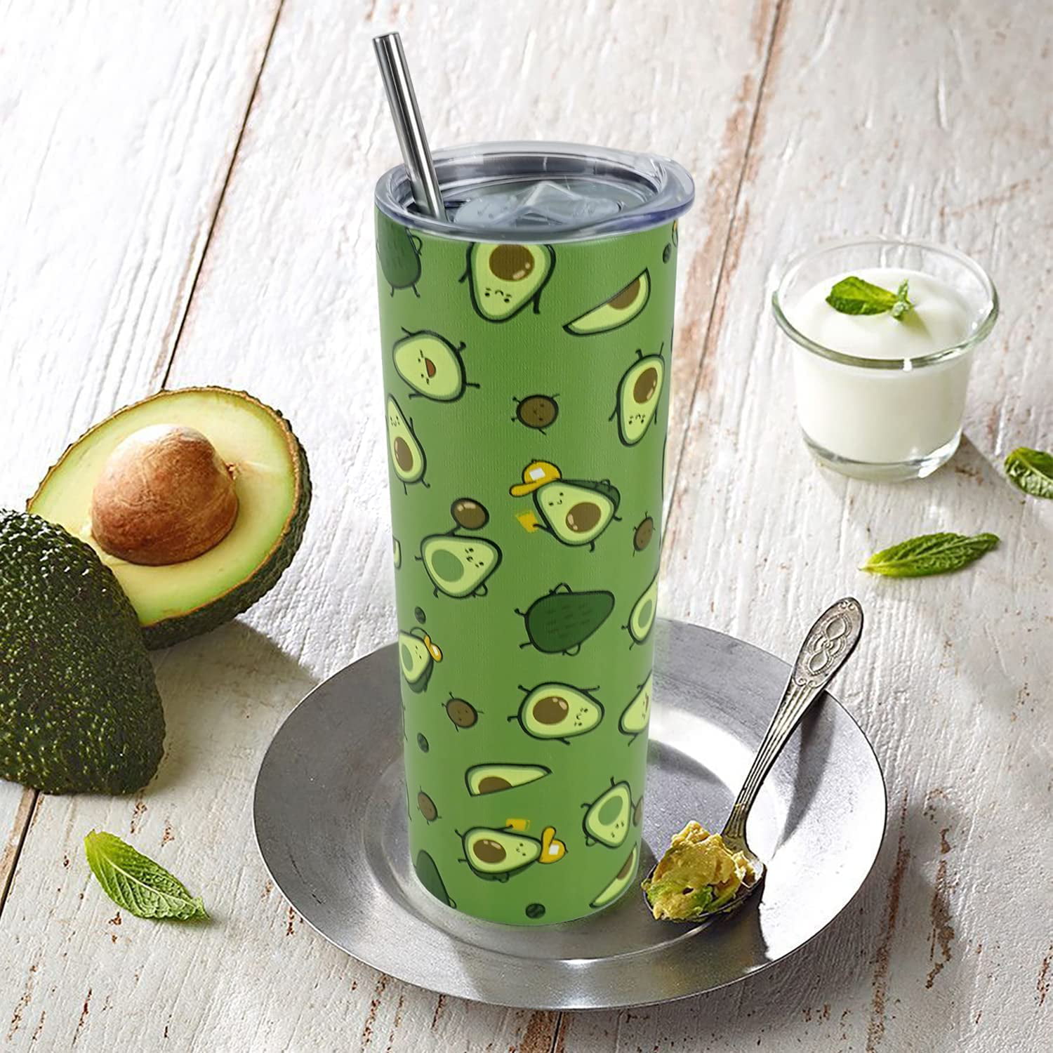  xigua Avocado Tumbler Car Travel Cup with Straw Lid