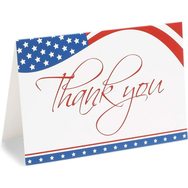 120Count Thank You Cards with Kraft Envelopes in American Flag Design