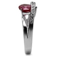 thumbnail image 5 of High polished (no plating) Stainless Steel Ring with AAA Grade CZ in Ruby for Women Ruby Stone Color Style TK089 Size 7, 5 of 5