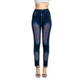 thumbnail image 2 of Baqcunre Jeans for Women Pants for Women Elastic Jeans Leggings Thermal Stripe Print Imitation Denim Leggings Tights Hiking Pant Jeans for Women Trendy High Waisted Jeans for Women, 2 of 9