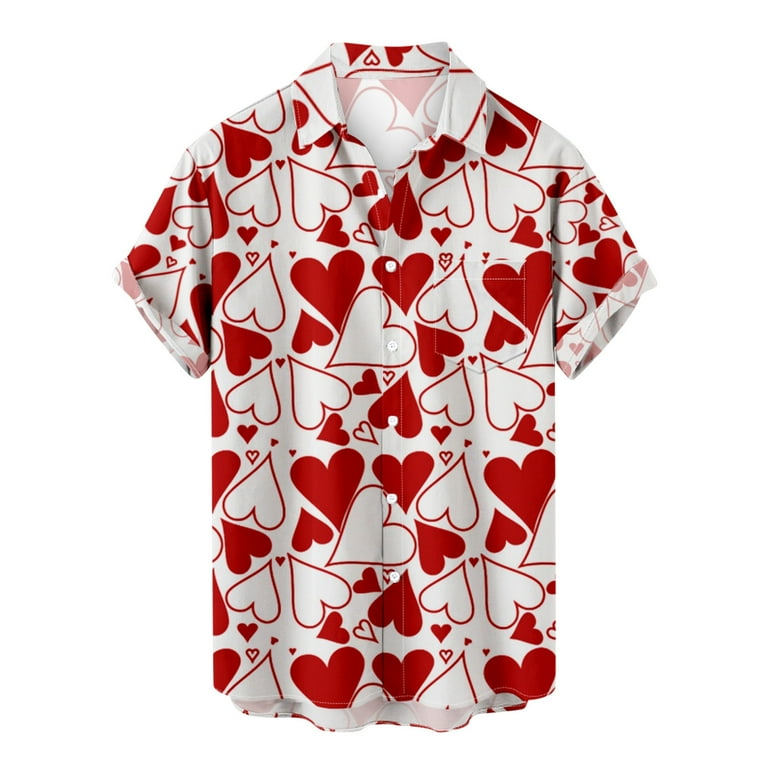 heart print button up shirt