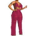 thumbnail image 2 of Liacowi 2PCS Women Sexy Crochet Bikini Cover Up Knit Tassel Halter Crop Top+Hollow Out Pants Sets Summer Beachwear, 2 of 6