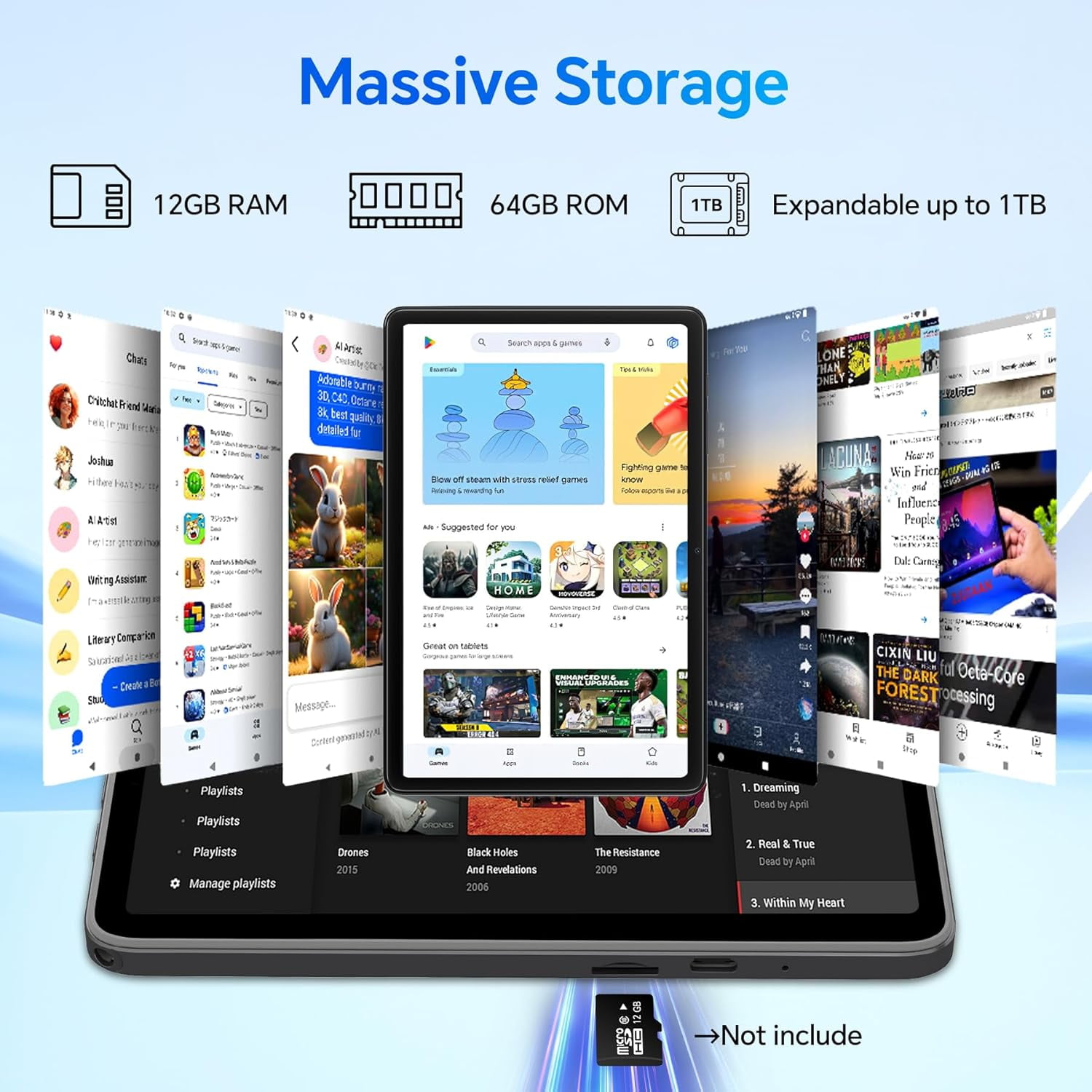 Blackview Tablet 10 inch Android 15,2025 AI Tablet, 4GB RAM 64GB ROM 1TB Expandable, Quad-Core, Widevine L1, 1280x800 IPS Touchscreen, 5G WiFi, BT 5.0, Dual Camera, 6600mAh (Blue)