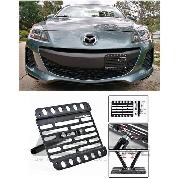 Extreme Online Store for 2010-2013 Mazda 3 Mazda3 | EOS Plate Version 1 Mid Sized Front Bumper Tow Hook License Relocator Mount Bracket
