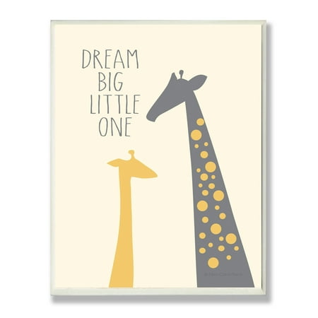 The Kids Room by Stupell Dream Big Little One With Giraffes Oversized Wall Plaque Art, 12.5 x 0.5 x 18.5
