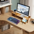 thumbnail image 4 of 1 PCS Wood Color Computer Monitor Stand, Computer Rack with Lockable Drawer, Monitor Stand, 4 of 12