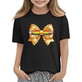 thumbnail image 3 of Girls' Rainbow Bow & Crayon Graphic T-Shirt, Cotton Short Sleeve Crewneck Tee for Kids & Kidss, Soft Casual Play Shirt,Size 9 T, 3 of 9