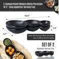 thumbnail image 2 of Bruntmor 3-Compartment Modern Matte Porcelain 105" Long Appetizer Serving Tray, 2 of 5
