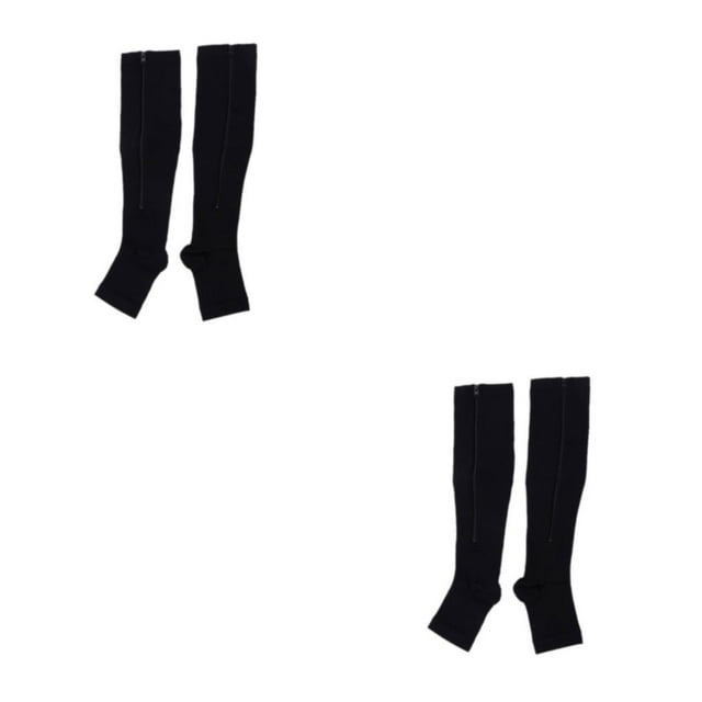 Maytalsory Breathable Zippered Compression Socks Performance With Maximum Comfort black L/XL 2Set