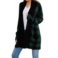 thumbnail image 4 of ZXSXSY Women Plaid Printed Open Front Pockets Long Sleeve Winter Sweater Cardigan, 4 of 8