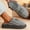 Grey, variant on Stripe Men’s House Slippers Platform Soft Memory Foam Light EVA Comfy Flannel Warm Winter Family Slipper