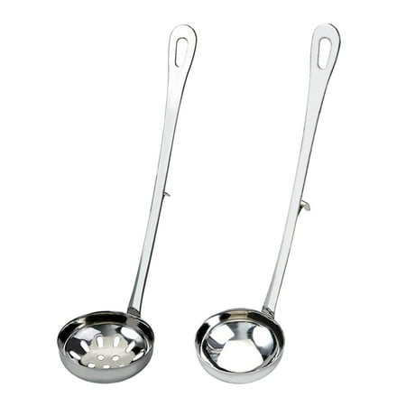 

Hemoton 2pcs Stainless Steel Serving Spoon with Hook Long Handle Hot Pot Colander Soup Spoons (6cm Colander+Soup Spoon)