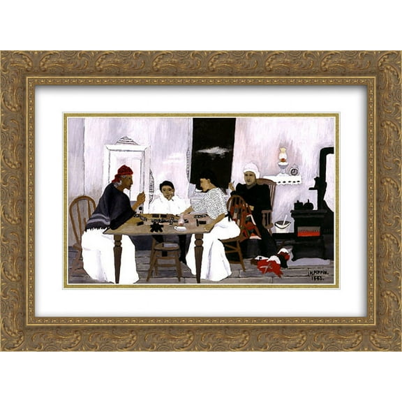 Horace Pippin 2x Matted 24x18 Gold Ornate Framed Art Print 'Domino Players'