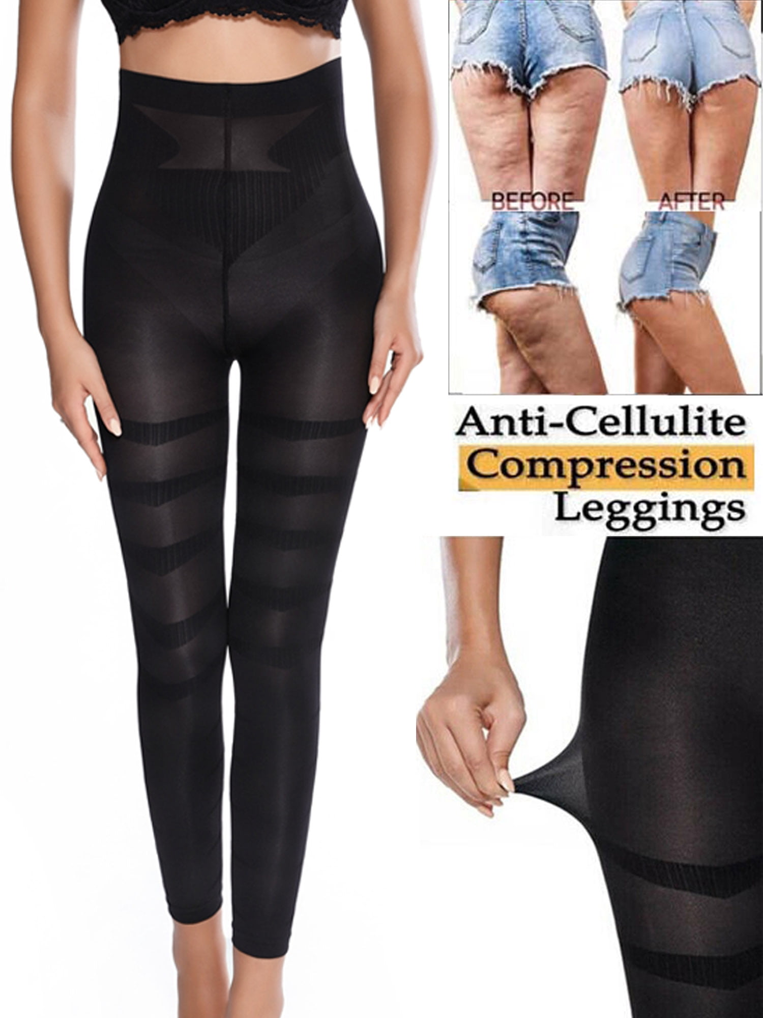 Anti Cellulite Compression Leggings Body Shaper High Waist Thigh Sculpting Pants 