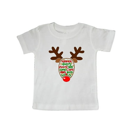 

Inktastic Christmas Reindeer Face with Names and Red Nose Gift Baby Boy or Baby Girl T-Shirt