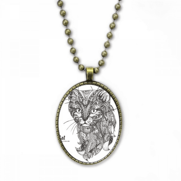 Cat Human Paint Quiet Baby Necklace Vintage Chain Bead Pendant Jewelry Collection