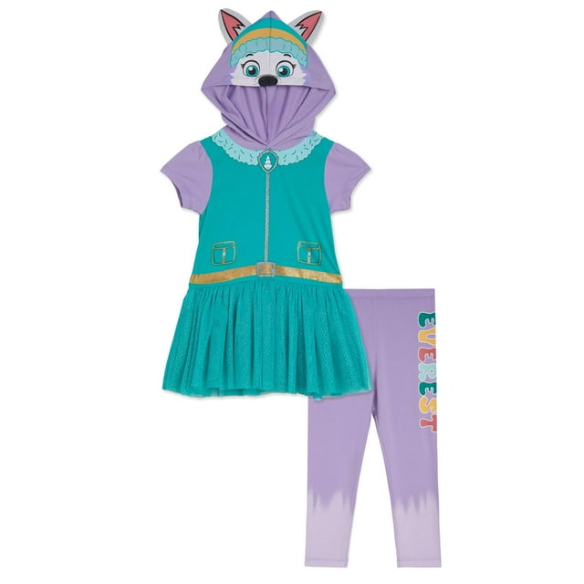 Vestido de cosplay con capucha y leggings de Paw Patrol Everest para niñas, 7-8