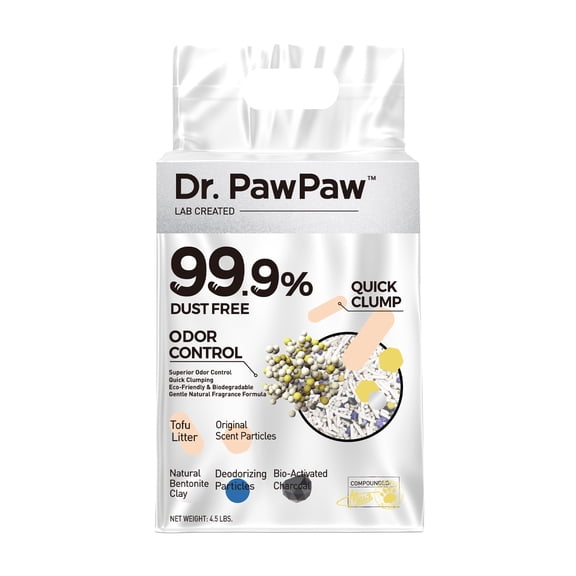 Dr. PawPaw Tofu Cat Litter, Natural Tofu Scent 4.5 lb, Dust-Free