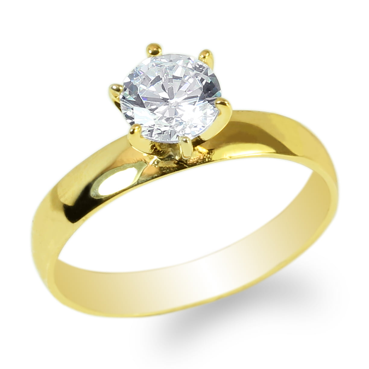 JamesJenny Ladies 10K Yellow Gold 0.25ct Sapphire Round CZ Fancy Ring Size 4-10