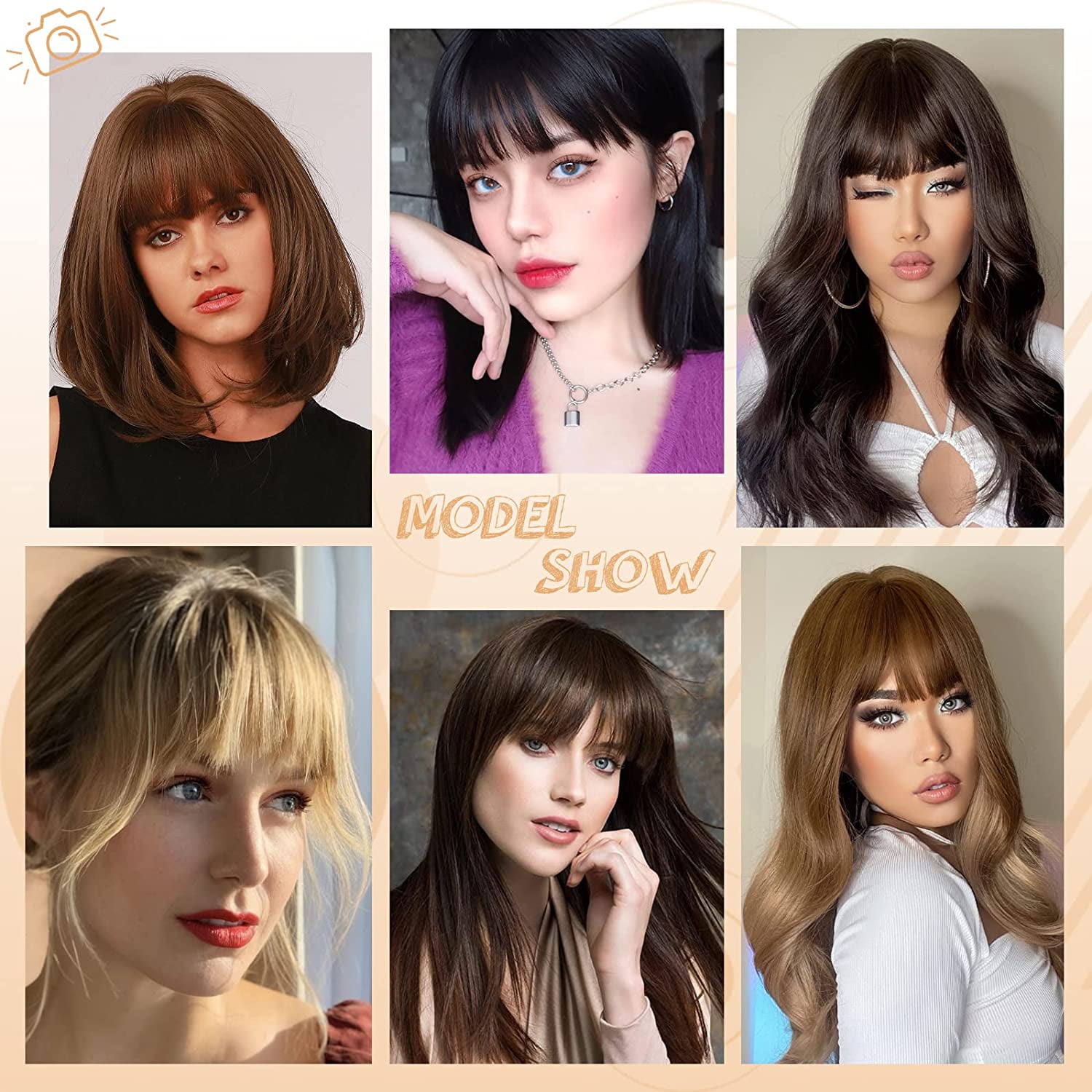 Ustar Bangs Hair Clip in Bangs 100% Real Human Hair Extensions French Bangs Clip on Hair Bangs for Women Fringe with Temples Hairpieces Curved Bangs for Daily Wear