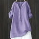 thumbnail image 3 of Blusa de manga larga con cuello en V y botones para mujer - Tops casuales elegantes y holgados de moda - Estampado, verano, trabajo y vacaciones, 3 of 3