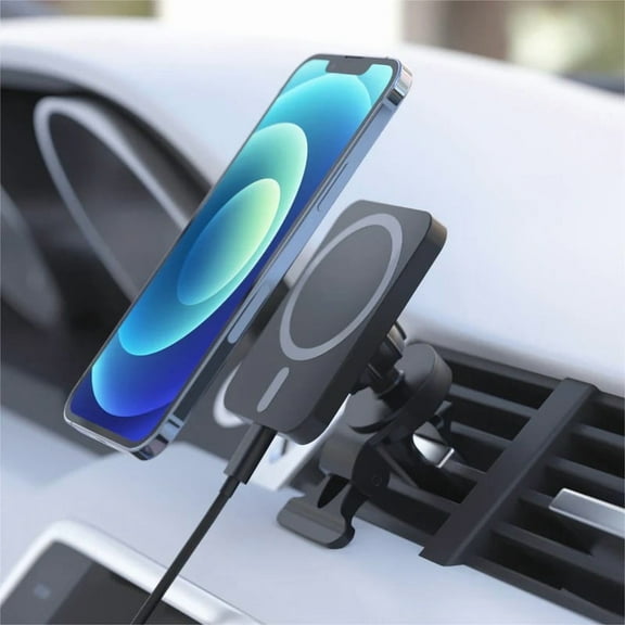 Magnetic MagSafe Compatible Car Mount 15W Charging  Black