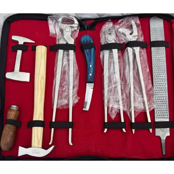 Heavy Duty Professional Farrier Tool Kit for Horse Hoof Care, Clincher, Nipper and Trimming Tools for Equestrian Use