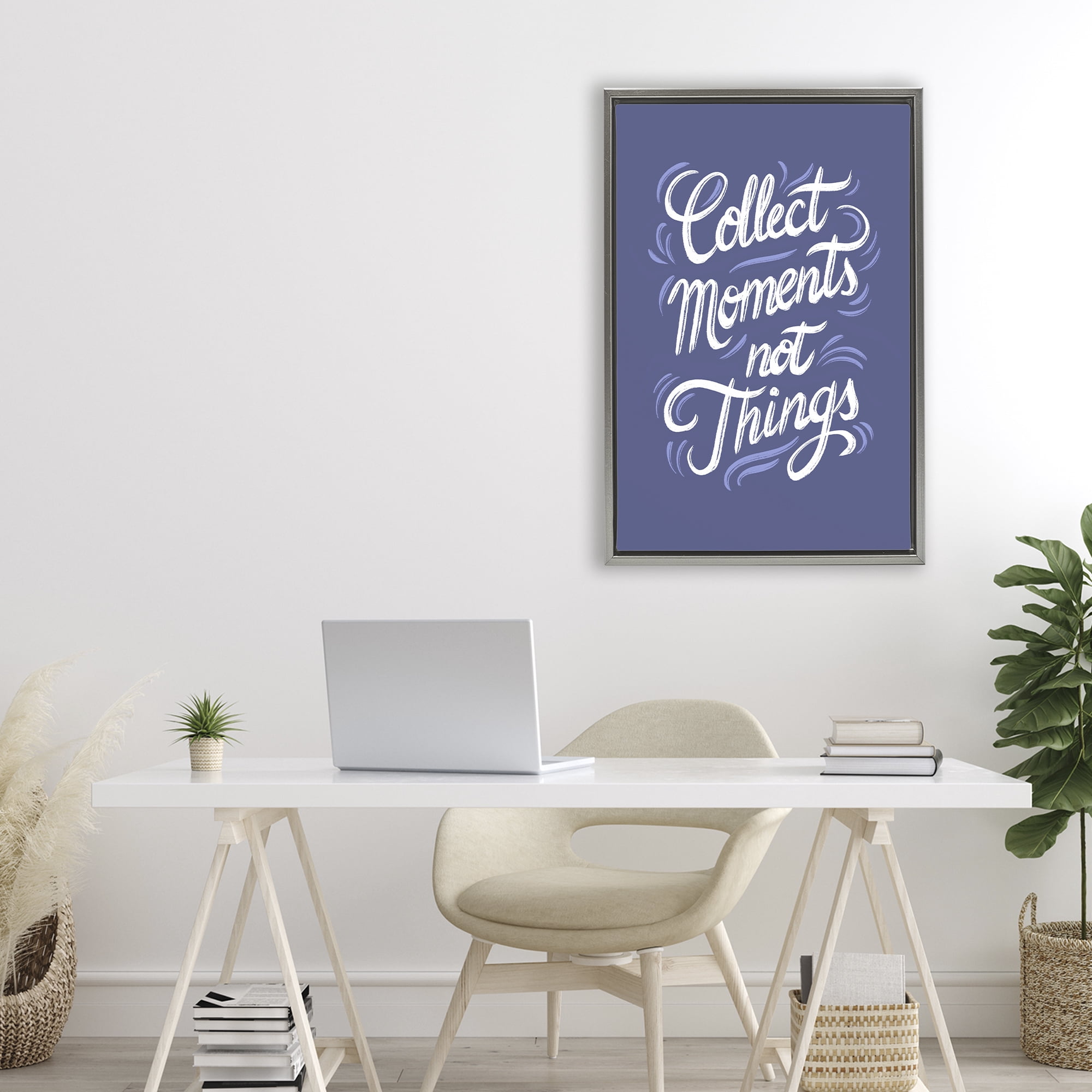 Stupell Industries Collect Moments Not Things Gray Framed Floater Canvas Wall Art, design by Martina Pavlova