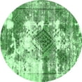 thumbnail image 1 of Ahgly Company Indoor Round Abstract Emerald Green Modern Area Rugs, 3' Round, 1 of 4