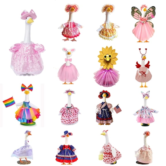 Nkmbld Goose Decor Cute Goose Clothes with Tulles Skirt and Bow Headband, Lawn Goose Costume for Outdoor Garden Patio Yard Lawn Decoration