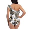 thumbnail image 5 of Pofeuu Tulips Flowers Print Women's One Piece Swimsuits One Shoulder Swimwear Asymmetric Ruffle Monokinis Bathing Suits-X-Large, 5 of 6