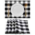 thumbnail image 1 of Juego de 4 manteles individuales con cuadros escoceses en blanco y negro, manteles individuales de algodón de doble capa, decoración elegante para la cocina, 1 of 8